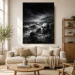 Skull Coast Monochrome Wall Art Canvas Print - Image 9