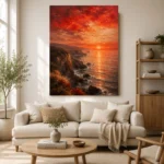 Coastal Sunset Dining Room Wall Art Canvas Print showcased in an elegant minimalist interior
