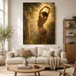 Sunlit Garden Figure Classical Nude Wall Art Canvas Print showcased in an elegant minimalist interior