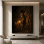 Candlelit Cello Figure Classical Nude Wall Art Canvas Print - Image 10