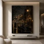 Riverside Noir Movie Wall Art Canvas Print showcased in an elegant minimalist interior
