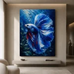 Blue Betta Fish Underwater Wall Art Canvas Print - Image 10