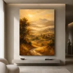 Golden Tuscan Valley Landscape Wall Art Canvas Print - Image 10