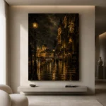 Rainy Budapest Boulevard Cinematic Cityscapes Canvas Print - Image 10