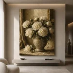 White Peonies Dining Room Wall Art Canvas Print - Image 10