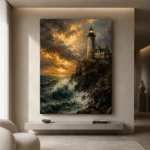 Lighthouse Cliff Sea Wall Art Canvas Print - Image 10