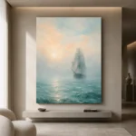 Misty Sailing Ship Sea Wall Art Canvas Print - Image 10