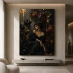 Midnight Bloom Muse Black & Gold Wall Art Canvas Print - Image 10