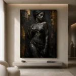 Obsidian Veil Muse Black & Gold Wall Art Canvas Print - Image 10