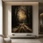 Moonlit Manor Path Cinematic Cityscapes Canvas Print - Image 10
