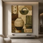 Olive Ceramic Vessel Ethnic Wall Art Canvas Print - Image 10