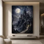 Moonlit Gothic Castle Gothic Wall Art Canvas Print - Image 10