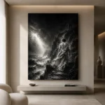 Veiled Coastal Figure Monochrome Wall Art Canvas Print - Image 10