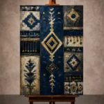 Indigo Heritage Pattern Ethnic Wall Art Canvas Print