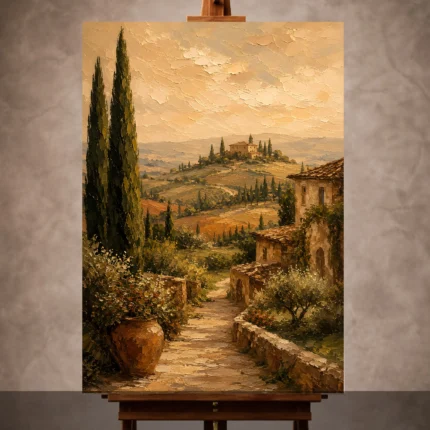 Tuscan Villa Path Landscape Wall Art Canvas Print