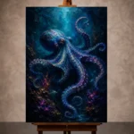 Deep Sea Octopus Underwater Wall Art Canvas Print
