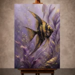 Black Gold Angelfish Underwater Wall Art Canvas Print