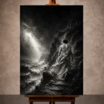 Veiled Coastal Figure Monochrome Wall Art Canvas Print