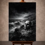 Skull Coast Monochrome Wall Art Canvas Print