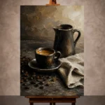 Porcelain Herb Still Life Kitchen Wall Art Canvas Print showcased in an elegant minimalist interior