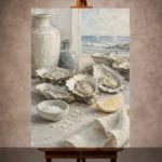 Coastal Oyster Still Life Kitchen Wall Art Canvas Print