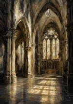Gothic Cathedral Interior Gothic Wall Art Canvas Print