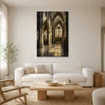 Gothic Cathedral Interior Gothic Wall Art Canvas Print styled in a refined neutral interior