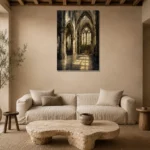 Gothic Cathedral Interior Gothic Wall Art Canvas Print presented in a sophisticated home setting