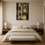 Gothic Cathedral Interior Gothic Wall Art Canvas Print showcased in an elegant minimalist interior