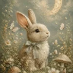 Moonlit Bunny Kids Room Wall Art Canvas Print