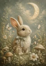 Moonlit Bunny Kids Room Wall Art Canvas Print