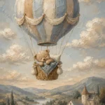 Teddy Bear Balloon Kids Room Wall Art Canvas Print