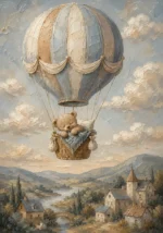 Teddy Bear Balloon Kids Room Wall Art Canvas Print