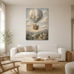 Teddy Bear Balloon Kids Room Wall Art Canvas Print styled in a refined neutral interior