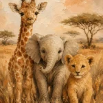 Safari Friends Kids Room Wall Art Canvas Print