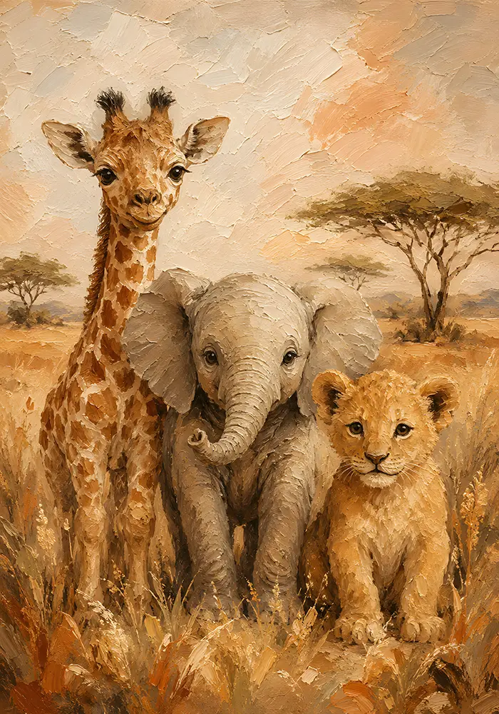 Safari Friends Kids Room Wall Art Canvas Print