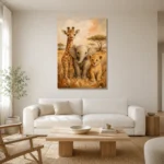 Safari Friends Kids Room Wall Art Canvas Print styled in a refined neutral interior