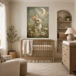 Moonlit Bunny Kids Room Wall Art Canvas Print - Image 4