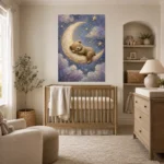 Sleeping Teddy Moon Kids Room Wall Art Canvas Print - Image 2
