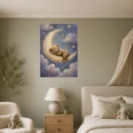 Sleeping Teddy Moon Kids Room Wall Art Canvas Print - Image 3