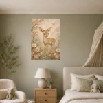 Floral Fawn Kids Room Wall Art Canvas Print - Image 3