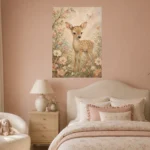 Floral Fawn Kids Room Wall Art Canvas Print - Image 5
