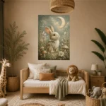 Moonlit Bunny Kids Room Wall Art Canvas Print - Image 7