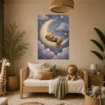 Sleeping Teddy Moon Kids Room Wall Art Canvas Print - Image 7