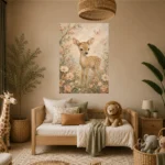 Floral Fawn Kids Room Wall Art Canvas Print - Image 7