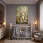 Moonlit Bunny Kids Room Wall Art Canvas Print - Image 8