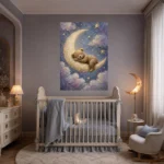 Sleeping Teddy Moon Kids Room Wall Art Canvas Print - Image 8