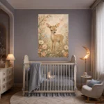 Floral Fawn Kids Room Wall Art Canvas Print - Image 8