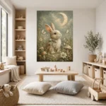 Moonlit Bunny Kids Room Wall Art Canvas Print - Image 9