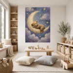 Sleeping Teddy Moon Kids Room Wall Art Canvas Print - Image 9